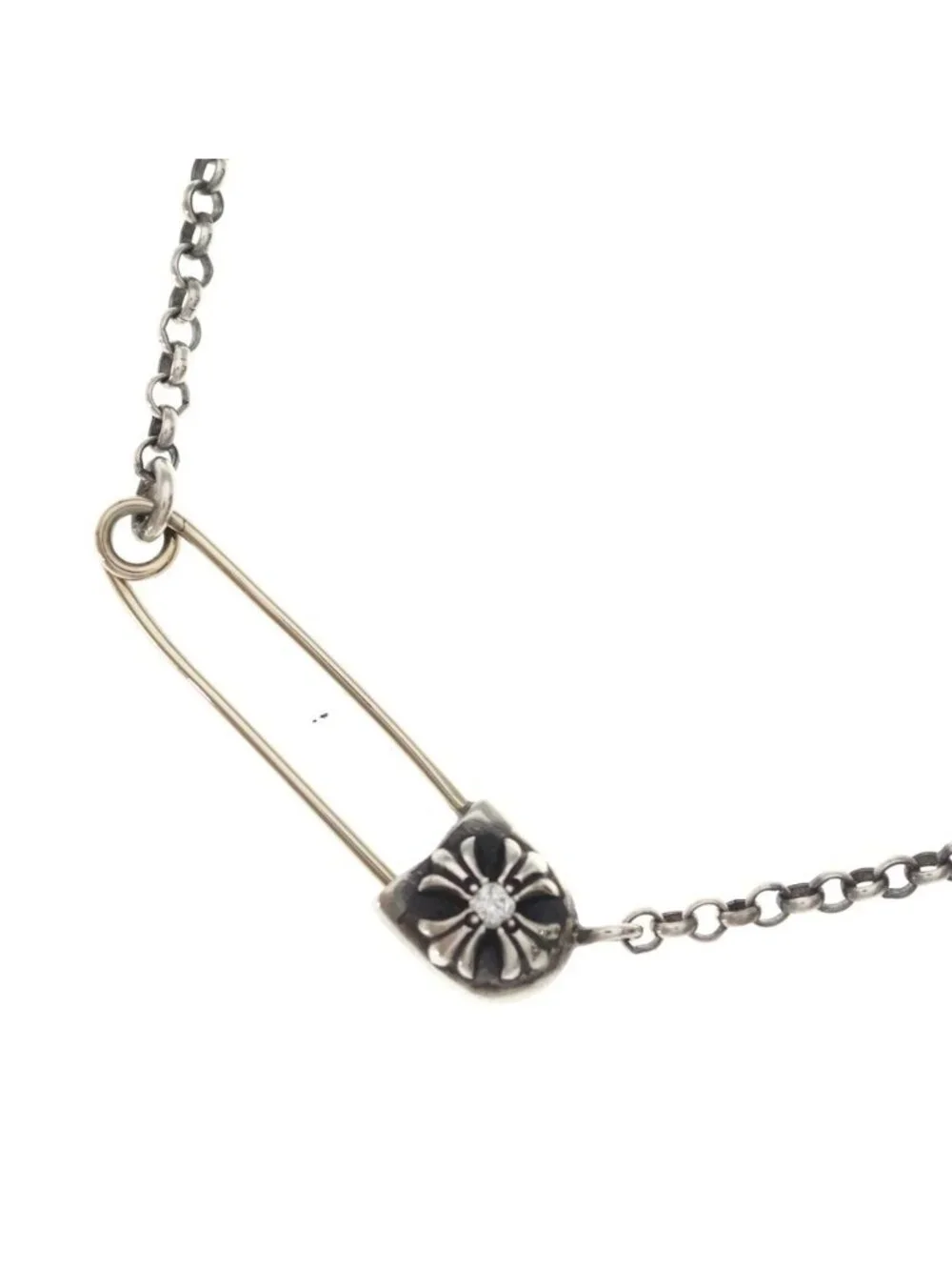 Chrome Hearts Safety Pin Roll Chain Necklace Silver